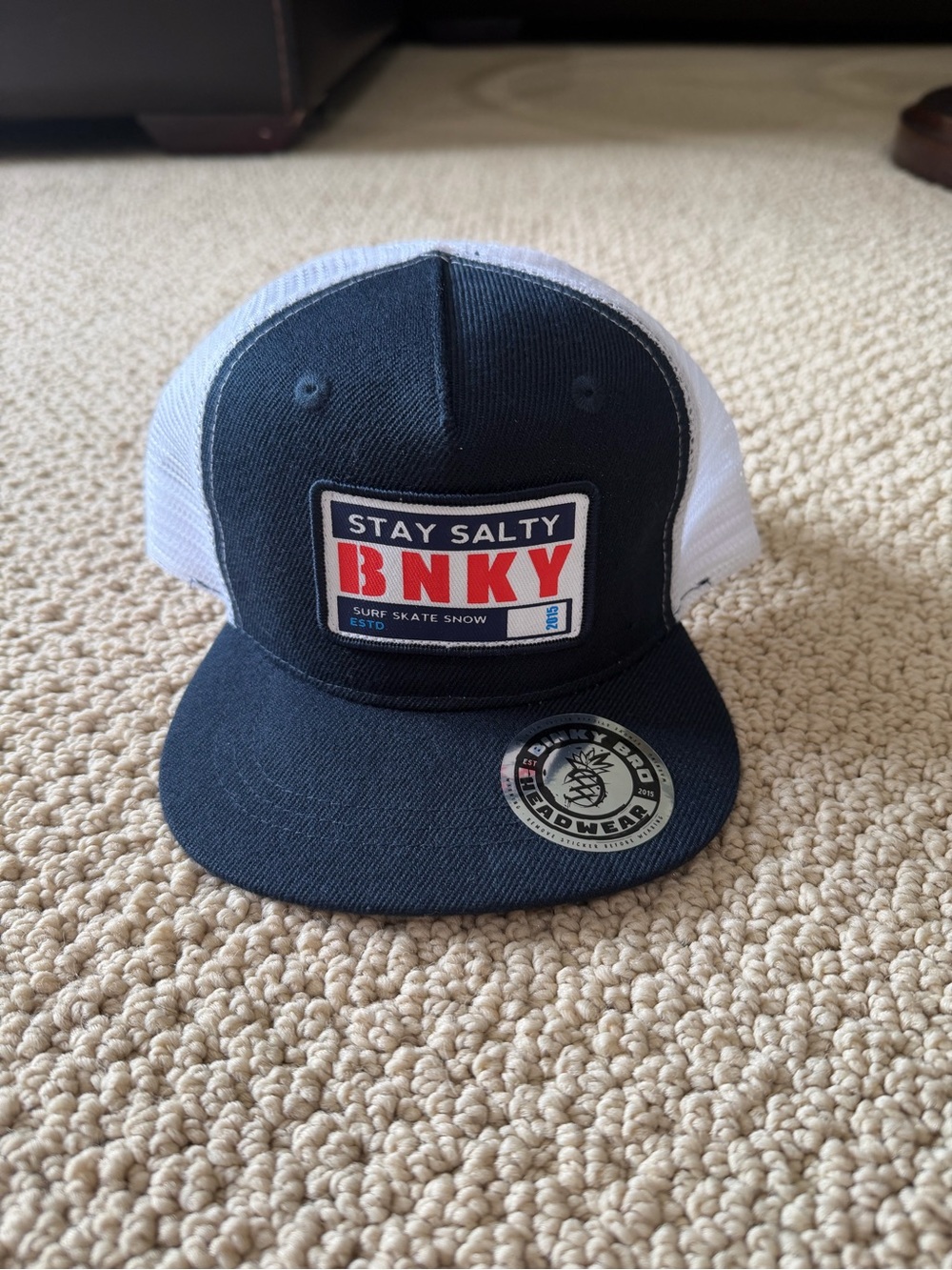 BNKY Kids Navy and White 'Stay Salty' Trucker Hat